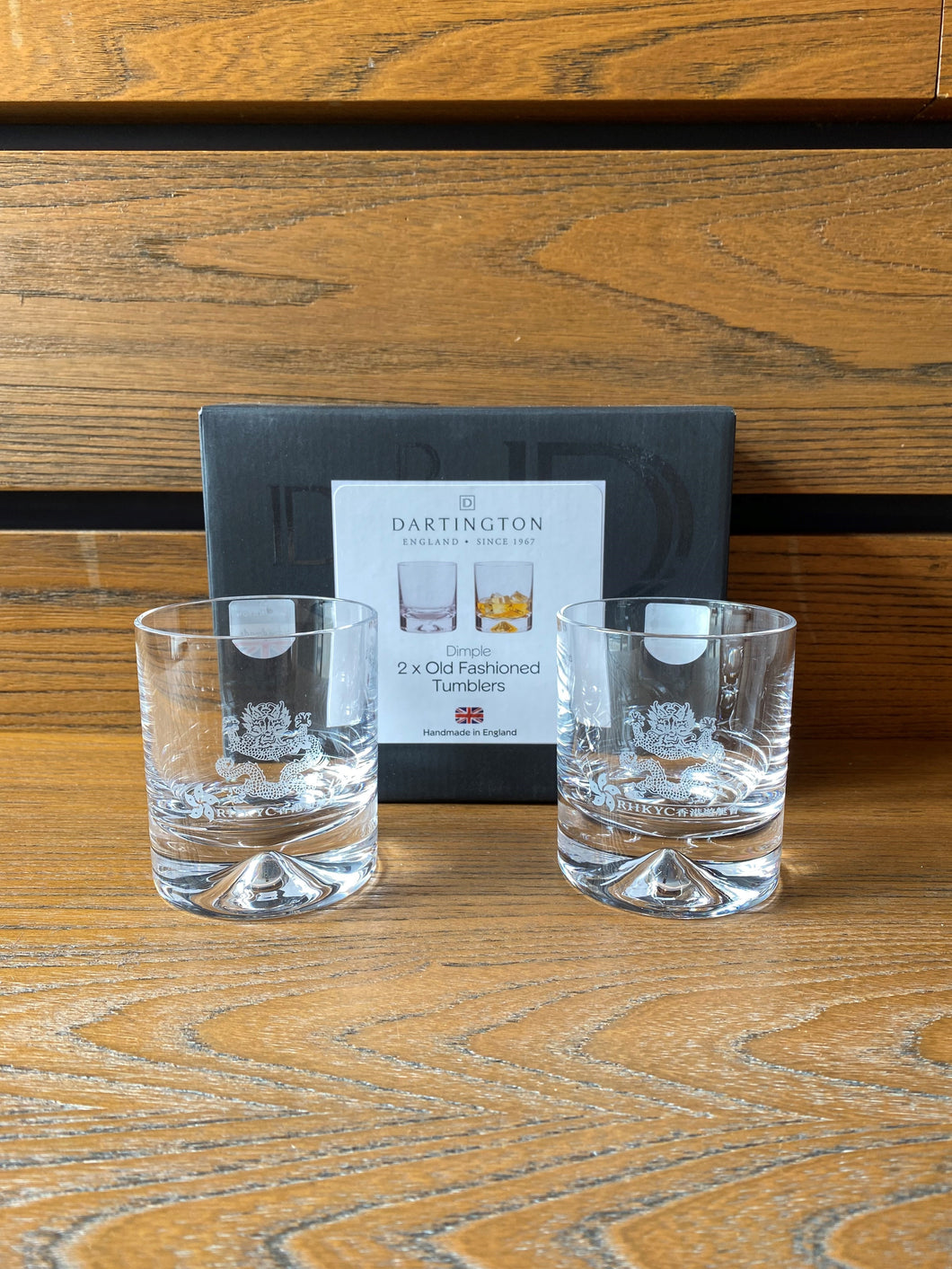 Dartington Dimple Double Old Fashioned Whisky Glass, Set of 2 With RHKYC Logo