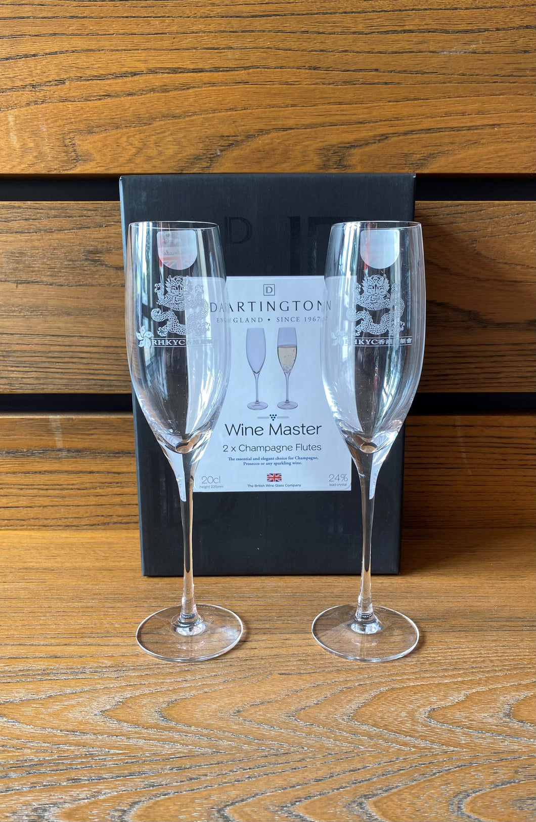 Dartington Champagne Flute, Set of 2 With RHKYC Logo