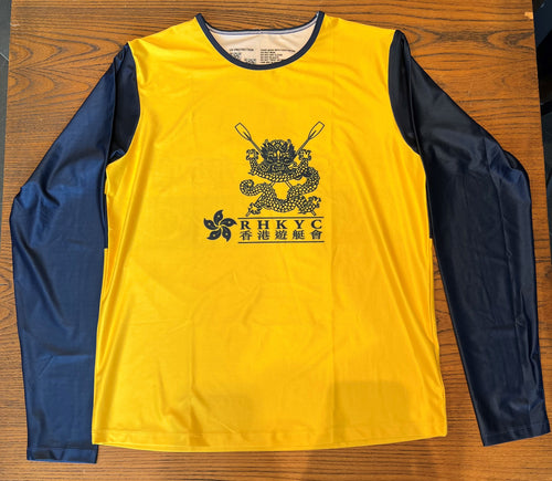 RHKYC Rowing Tee LS Poly Yellow Navy