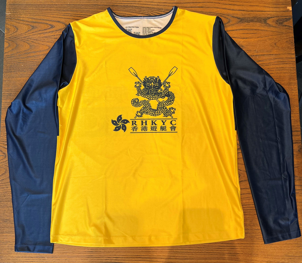 RHKYC Rowing Tee LS Poly Yellow Navy