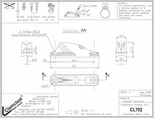 Clamcleat CL702 Aluminium Boom Cleat
